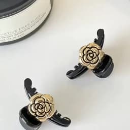Camellia Small Hair Grab Clip French Style Small Grab Claw Back Head Spoon Coiled Top Clip Balck Mini Hair Accessories Hair Clip