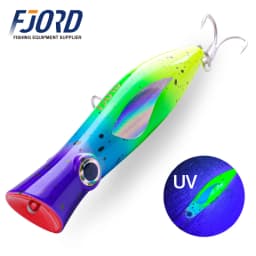 FJORD Popper Fishing Lure 49g Topwater Floating Surface Bait With Treble Hooks Big Mouth Saltwater Sea Hard Baits Fishing Goods