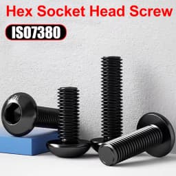 M2 M2.5 M3 M4 M5 M6 M8 M10 M12 Round Button Head Allen Cap Screw Bolt Black Grade 10.9 Carbon Steel Hexagon Screw 1Pcs-150Pcs