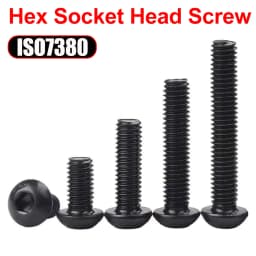 M2 M2.5 M3 M4 M5 M6 M8 M10 M12 Round Button Head Allen Cap Screw Bolt Black Grade 10.9 Carbon Steel Hexagon Screw 1Pcs-150Pcs
