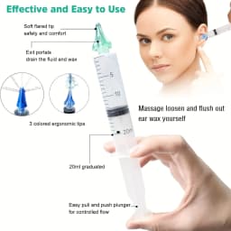 Ear Wax Removal Rinse Syringe Tool Kit with Ear Syringe Replacement Tip Nozzle, Ear Wax Remover Ear Cleaning Kit, Ear Cleaner Wa