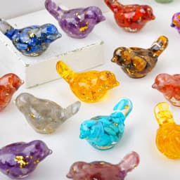 1PC Natural Crystal Bird Statue Reiki Stone Figurine Fengshui Sculpture for Pet Memorial Ornament Home Garden