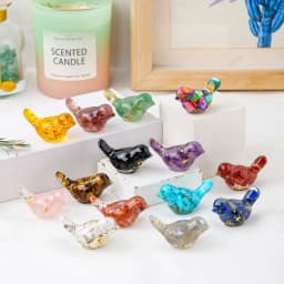 1PC Natural Crystal Bird Statue Reiki Stone Figurine Fengshui Sculpture for Pet Memorial Ornament Home Garden