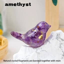 1PC Natural Crystal Bird Statue Reiki Stone Figurine Fengshui Sculpture for Pet Memorial Ornament Home Garden