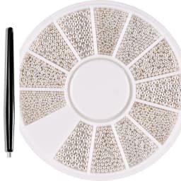 12 Grids Gold Mixed Size Stainless Steel Metal Bead Nail Art Decoration 3D Mini Small Caviar Ball Silver Charm Pearl Manicure &*