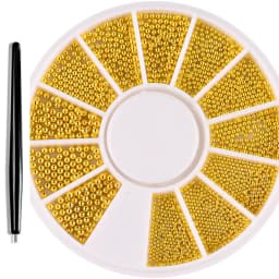 12 Grids Gold Mixed Size Stainless Steel Metal Bead Nail Art Decoration 3D Mini Small Caviar Ball Silver Charm Pearl Manicure &*