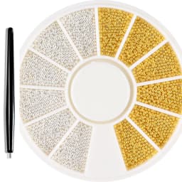 12 Grids Gold Mixed Size Stainless Steel Metal Bead Nail Art Decoration 3D Mini Small Caviar Ball Silver Charm Pearl Manicure &*