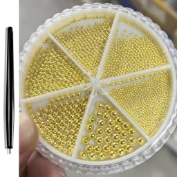 12 Grids Gold Mixed Size Stainless Steel Metal Bead Nail Art Decoration 3D Mini Small Caviar Ball Silver Charm Pearl Manicure &*