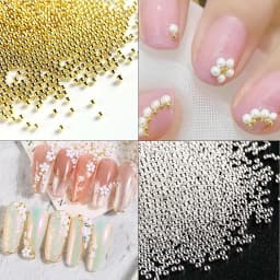 12 Grids Gold Mixed Size Stainless Steel Metal Bead Nail Art Decoration 3D Mini Small Caviar Ball Silver Charm Pearl Manicure &*