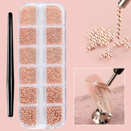12 Grids Gold Mixed Size Stainless Steel Metal Bead Nail Art Decoration 3D Mini Small Caviar Ball Silver Charm Pearl Manicure &*