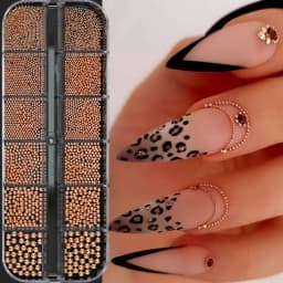 12 Grids Gold Mixed Size Stainless Steel Metal Bead Nail Art Decoration 3D Mini Small Caviar Ball Silver Charm Pearl Manicure &*