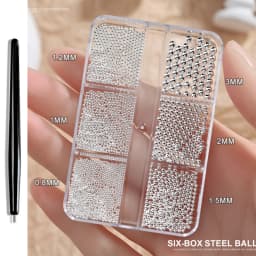 12 Grids Gold Mixed Size Stainless Steel Metal Bead Nail Art Decoration 3D Mini Small Caviar Ball Silver Charm Pearl Manicure &*