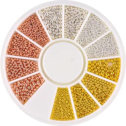 12 Grids Gold Mixed Size Stainless Steel Metal Bead Nail Art Decoration 3D Mini Small Caviar Ball Silver Charm Pearl Manicure &*