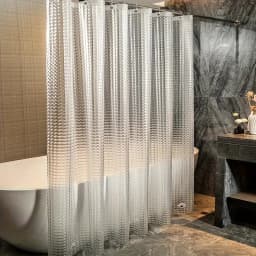 1pc Waterproof Clear Crystal Shower Curtain Liner with Bottom Magnets, Plastic Bathroom Curtain for Bathtubs Bathroom Partitions
