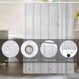 1pc Waterproof Clear Crystal Shower Curtain Liner with Bottom Magnets, Plastic Bathroom Curtain for Bathtubs Bathroom Partitions