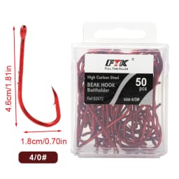 FTK Red Fishing Hooks Sea Barbed Fishing Lures Shank Beak Live BaitHolder Carp Fishing Jig Worm Hooks Accessories Tackle