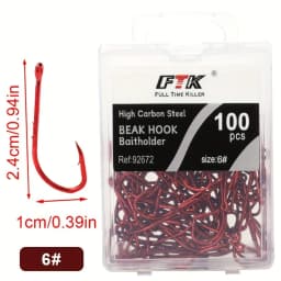 FTK Red Fishing Hooks Sea Barbed Fishing Lures Shank Beak Live BaitHolder Carp Fishing Jig Worm Hooks Accessories Tackle