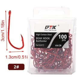 FTK Red Fishing Hooks Sea Barbed Fishing Lures Shank Beak Live BaitHolder Carp Fishing Jig Worm Hooks Accessories Tackle