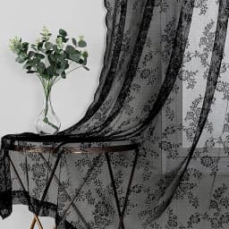 Black Floral Lace Curtains with Retro Style for Living Rooms, Bedrooms, and Party Decorations
