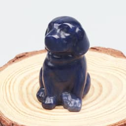Black Obsidian Dog Figurine, Natural Stone, Hand Carved Jade Mini Puppy, Crystal Craft, Chakra, Home Decor, 1.5"