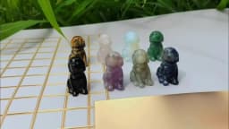 Black Obsidian Dog Figurine, Natural Stone, Hand Carved Jade Mini Puppy, Crystal Craft, Chakra, Home Decor, 1.5"