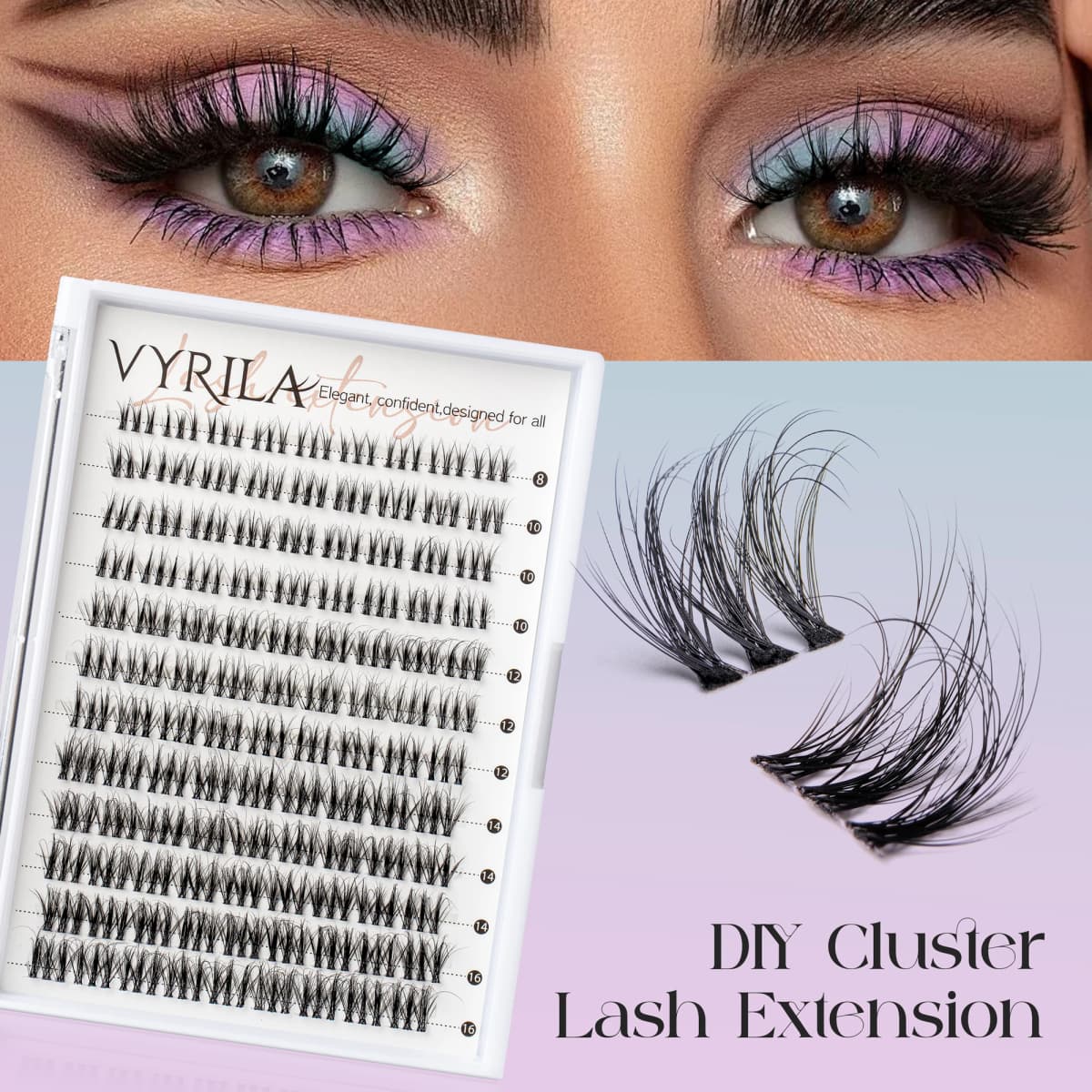 Lash Clusters 0.05mm Individual Lashes 3D Wispy Lash Extension 0.1mm Super Thin Band Resuable Natural Lashes 8-16mix Lashes