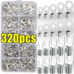 Copper Ring Fork Terminals Kit Non-Insulated Electrical O/Y Type Brass Terminal Assortment Set Cable Wire Connector Crimp Spade