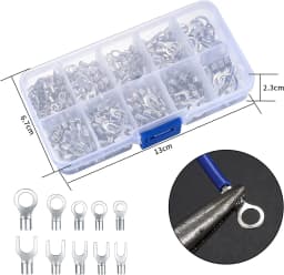 Copper Ring Fork Terminals Kit Non-Insulated Electrical O/Y Type Brass Terminal Assortment Set Cable Wire Connector Crimp Spade