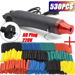 530/328/127pcs Heat Shrink Tube 2:1 Shrinkable Wire Shrinking Wrap Tubing Wire Connect Cover Protection with 300W Hot Air Gun