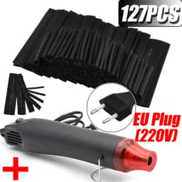 530/328/127pcs Heat Shrink Tube 2:1 Shrinkable Wire Shrinking Wrap Tubing Wire Connect Cover Protection with 300W Hot Air Gun