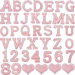 26pcs A-Z English Letter Glitter Pearls Rhinestone Patches Repair Embroidered Sew on Appliques,Patches for DIY Clothes Bags Hats