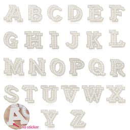 26pcs A-Z English Letter Glitter Pearls Rhinestone Patches Repair Embroidered Sew on Appliques,Patches for DIY Clothes Bags Hats