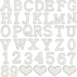 26pcs A-Z English Letter Glitter Pearls Rhinestone Patches Repair Embroidered Sew on Appliques,Patches for DIY Clothes Bags Hats