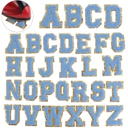 26pcs A-Z English Letter Glitter Pearls Rhinestone Patches Repair Embroidered Sew on Appliques,Patches for DIY Clothes Bags Hats