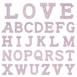 26pcs A-Z English Letter Glitter Pearls Rhinestone Patches Repair Embroidered Sew on Appliques,Patches for DIY Clothes Bags Hats