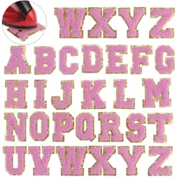 26pcs A-Z English Letter Glitter Pearls Rhinestone Patches Repair Embroidered Sew on Appliques,Patches for DIY Clothes Bags Hats