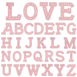 26pcs A-Z English Letter Glitter Pearls Rhinestone Patches Repair Embroidered Sew on Appliques,Patches for DIY Clothes Bags Hats