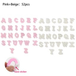 26pcs A-Z English Letter Glitter Pearls Rhinestone Patches Repair Embroidered Sew on Appliques,Patches for DIY Clothes Bags Hats