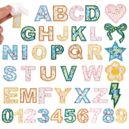 26pcs A-Z English Letter Glitter Pearls Rhinestone Patches Repair Embroidered Sew on Appliques,Patches for DIY Clothes Bags Hats