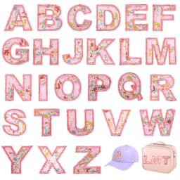 26pcs A-Z English Letter Glitter Pearls Rhinestone Patches Repair Embroidered Sew on Appliques,Patches for DIY Clothes Bags Hats