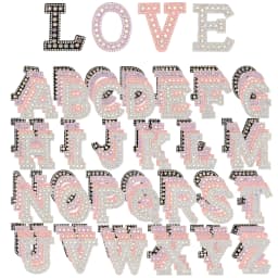 26pcs A-Z English Letter Glitter Pearls Rhinestone Patches Repair Embroidered Sew on Appliques,Patches for DIY Clothes Bags Hats