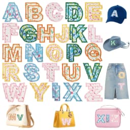 26pcs A-Z English Letter Glitter Pearls Rhinestone Patches Repair Embroidered Sew on Appliques,Patches for DIY Clothes Bags Hats