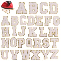 26pcs A-Z English Letter Glitter Pearls Rhinestone Patches Repair Embroidered Sew on Appliques,Patches for DIY Clothes Bags Hats