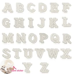26pcs A-Z English Letter Glitter Pearls Rhinestone Patches Repair Embroidered Sew on Appliques,Patches for DIY Clothes Bags Hats