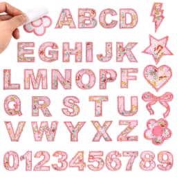 26pcs A-Z English Letter Glitter Pearls Rhinestone Patches Repair Embroidered Sew on Appliques,Patches for DIY Clothes Bags Hats