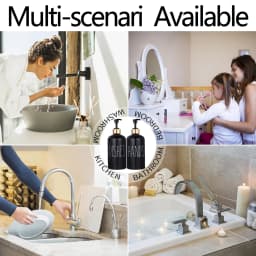 Boston Dish and Hands Soap Dispenser for Kitchen Sink Refillable Detergent Hand Sanitizer Container Farmhouse Home Organizer