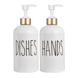 Boston Dish and Hands Soap Dispenser for Kitchen Sink Refillable Detergent Hand Sanitizer Container Farmhouse Home Organizer