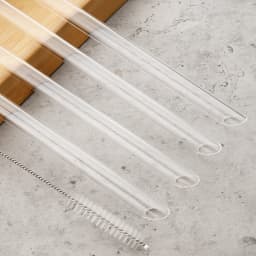 3pcs 14*200mm High Borosilicate Glass Straws Reusable Drinking Straw Set with Brush for Smoothies Bubble Tea Bar Accessories