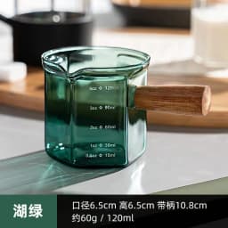 120ml Hexagon Wood Handle Glass Espresso Measuring Cup Milk Latte Jug Coffee Supplies Kitchen Mug Drinkware Double Bottom