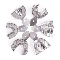 Stainless Steel Dental Impression Tray with Hole Autoclavable Upper Lower Teeth Holder Perforated Plaster Mold Tray Dentist Tool